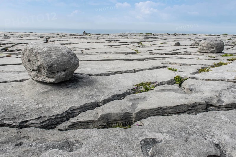Rocks and columns in Burren karst landscape