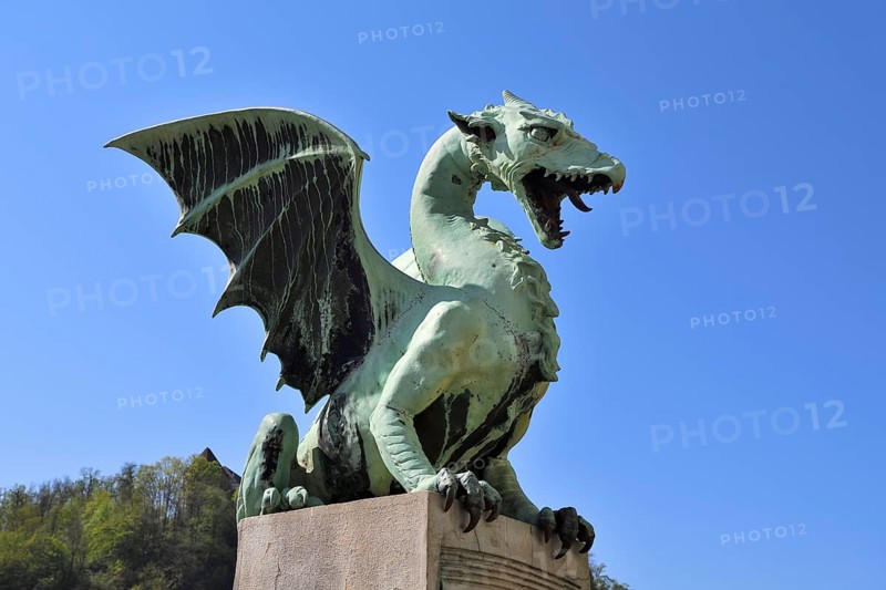 Bronze statue of a dragon on the Dragon Bridge