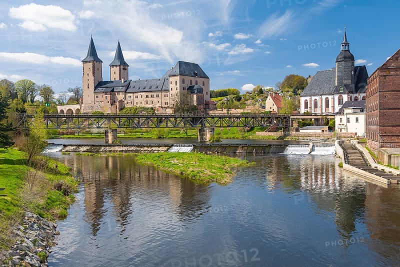 Castle Rochlitz with river Zwickauer Mulde