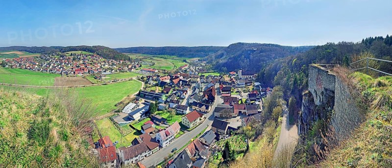 Castle view of Wellheim in the nature park Altmuhltal