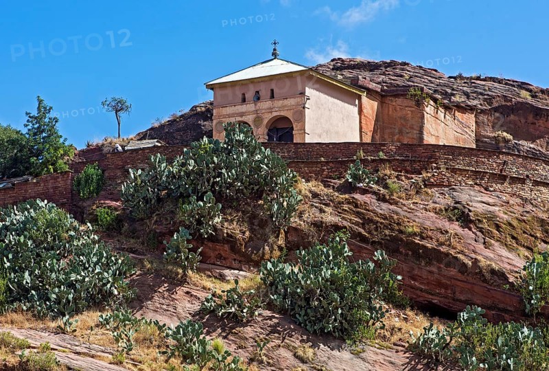 Monolithic church Abreha wa Atsbeha on the rocky hill