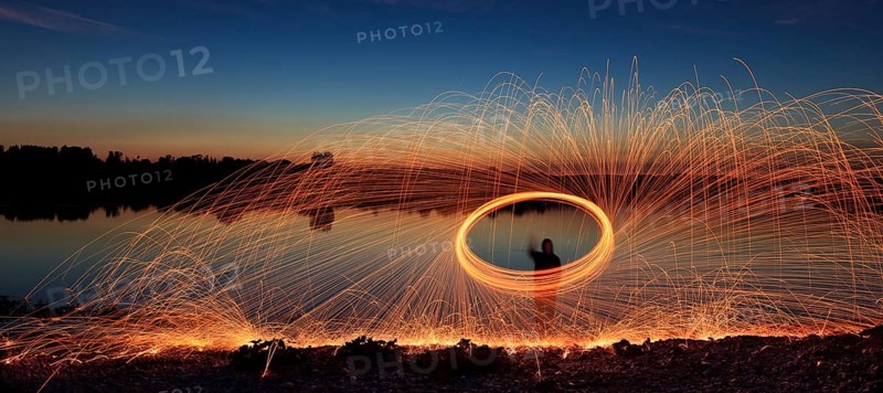 A hoarfrost with sparks at a lake