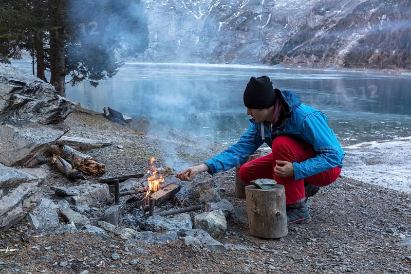 Campfire on Lake Oeschinen