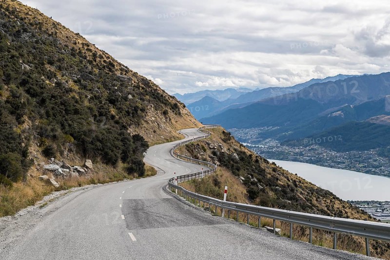 Curvy road into the mountain range The Remarkables