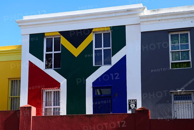 House painted in the colours of the South African flag