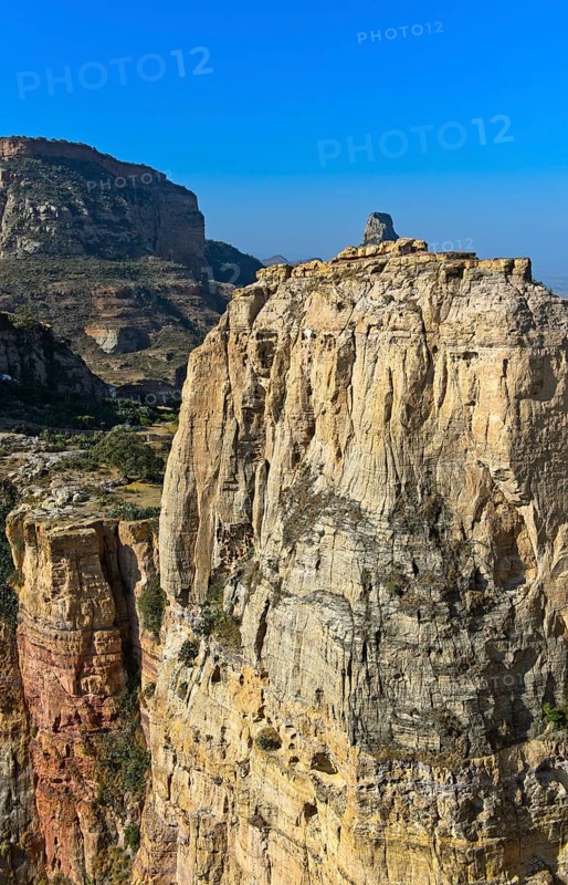 Rugged rock faces in the Gheralta Mountains