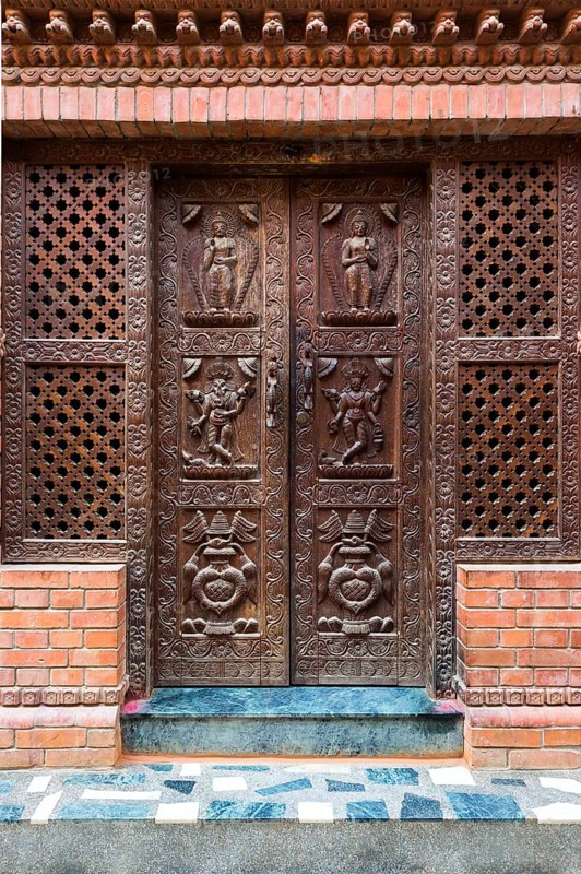 Carved wooden door