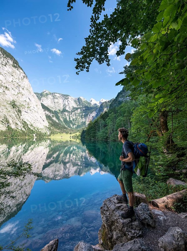 Hiker on a stone