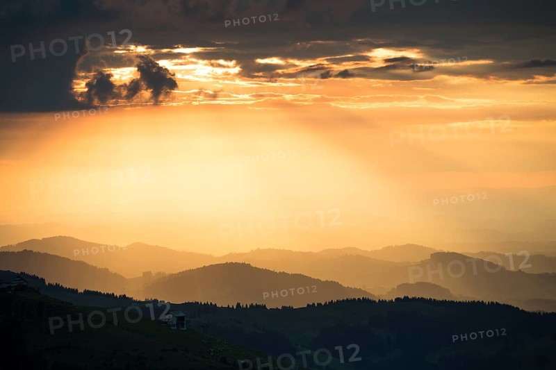 View to Ebenalp from Alpsigel at sunset