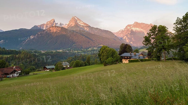 Mountain massif with Watzmann and Hochkalter at dawn