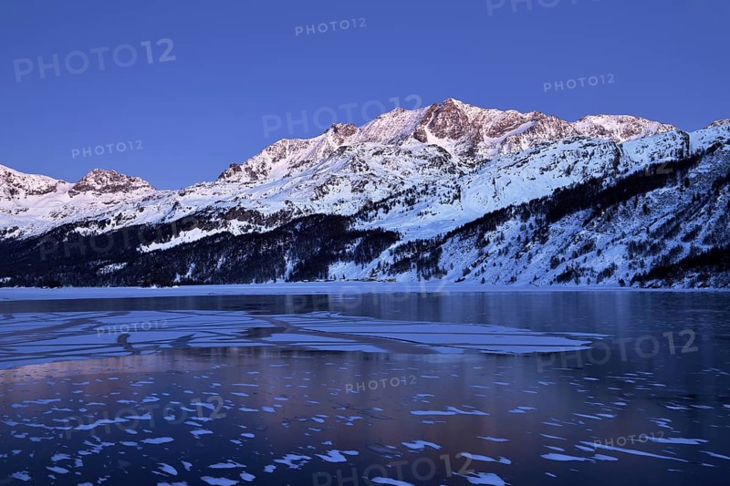 Frozen Lake Silsersee in winter