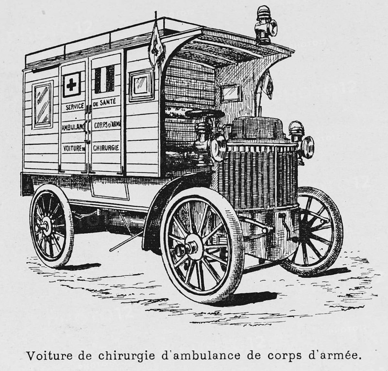 Military vehicles during the 1900 French military exercise