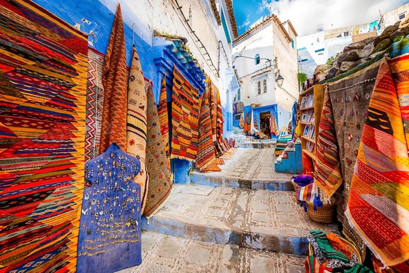 Narrow alley with carpets