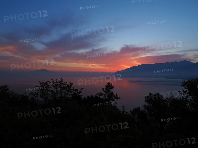 Sunrise and dawn in the gulf of Naples at Sorrento