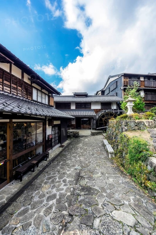 Houses with water wheel