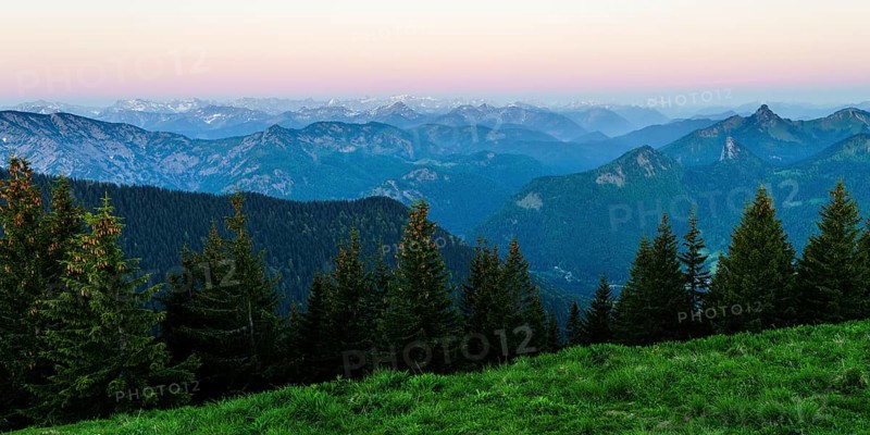 View from the Setzberg at Lake Tegernsee to the Mangfall