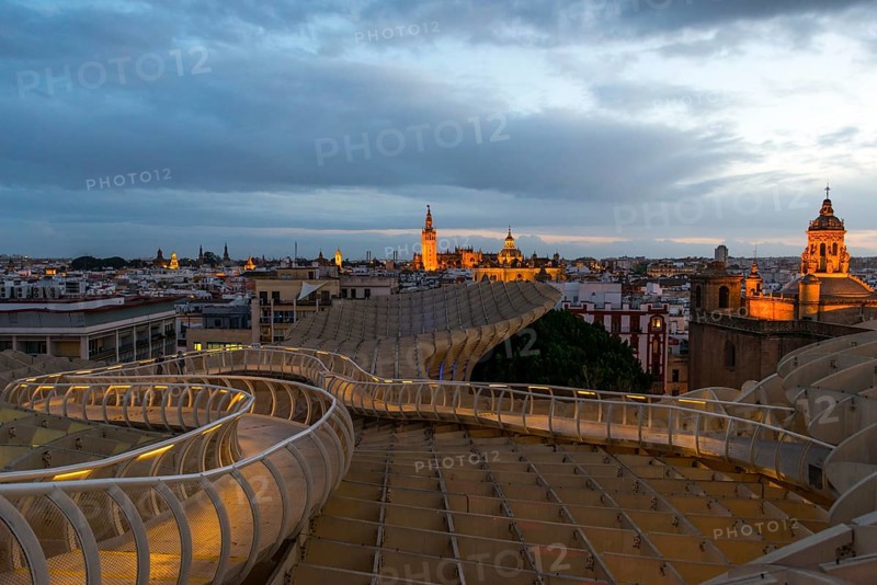 View from the Metropol Parasol to La Giralda and Iglesia del Salvador