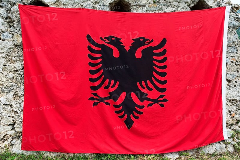 Albanian flag with double-headed eagle