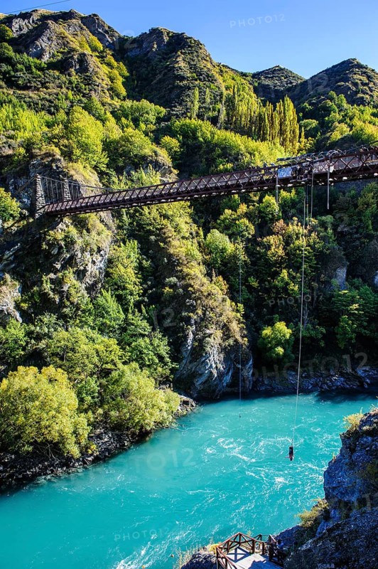 AJ Hackett Bungy jumping on the Kawarau bridge over the Kawarau river near Queenstown