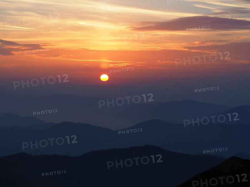 Sunrise over mountain ranges