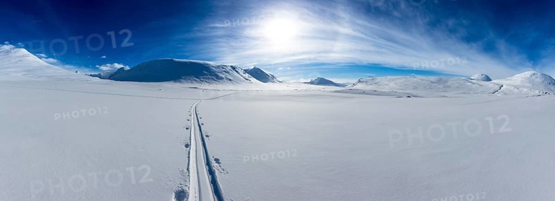 Traces of ski tourer in the snow