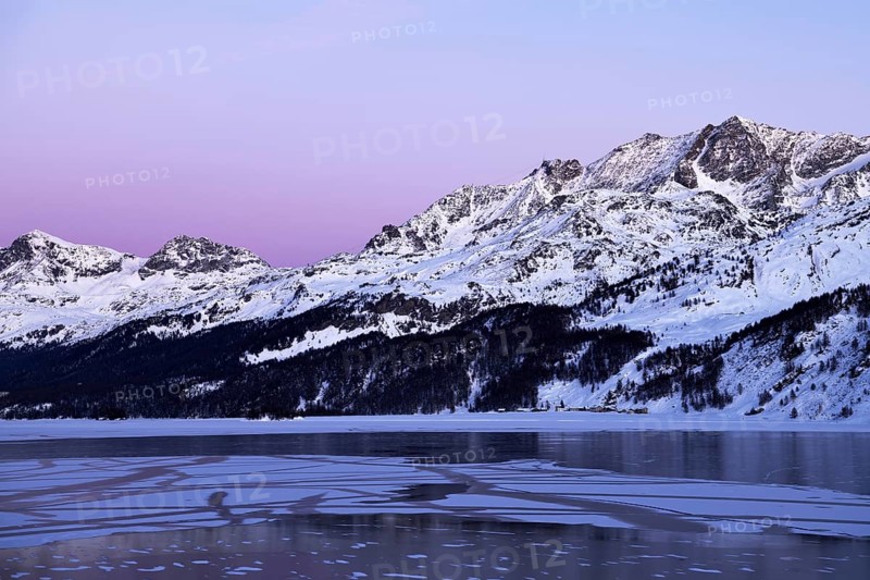 Frozen Lake Silsersee in winter