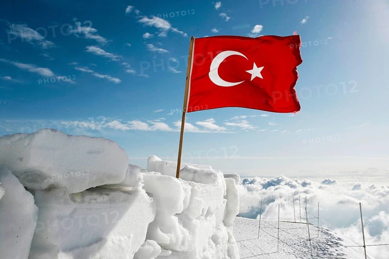Turkish flag in the snow
