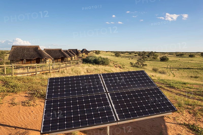 Solar panels near chalets of Rooiputs Lodge