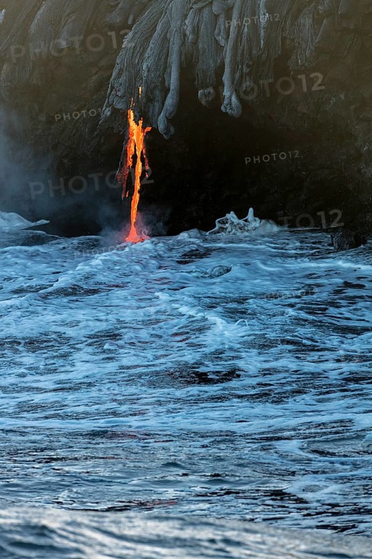 Lava entering ocean