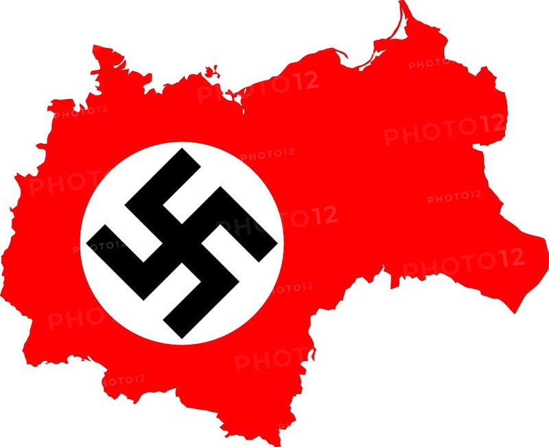 Map of Nazi Germany with swastika