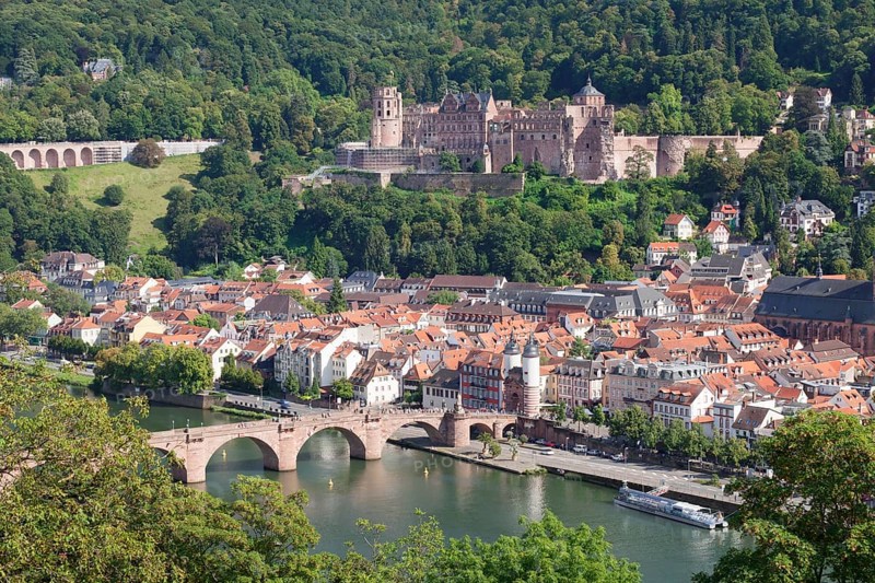 View of historic centre with Karl Theodor Bridge
