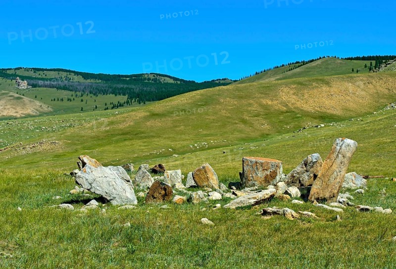 Ancient burial site with stag stones from the late Bronze Age