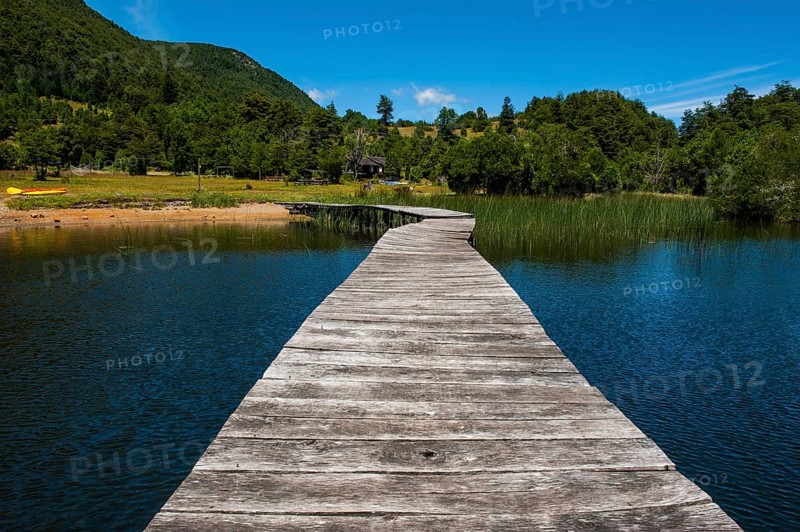 Wooden boat pier on Lago Tinquilco in the Huerquehue