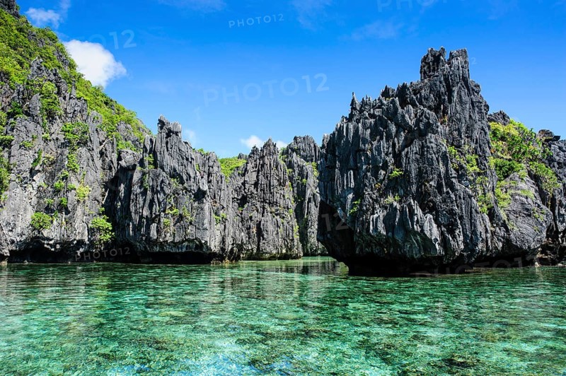 Crystal clear water with limestones