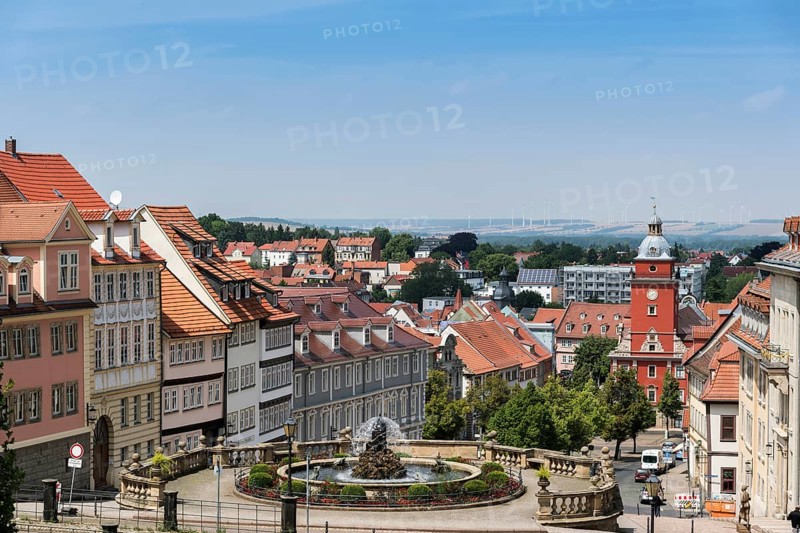 View from Friedenstein Castle of trick fountain