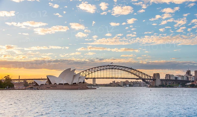 Circular Quay and The Rocks at dusk