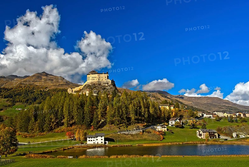Tarasp Castle above the Lai da Tarasp