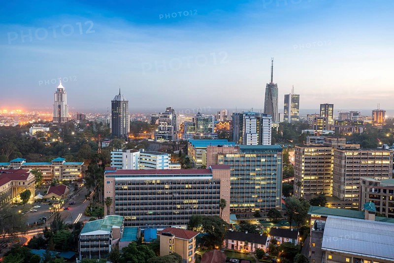 Modern cityscape at dawn