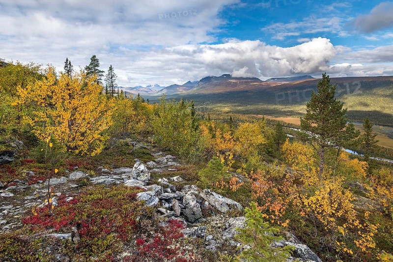 View to the mountains of Sarek National Park