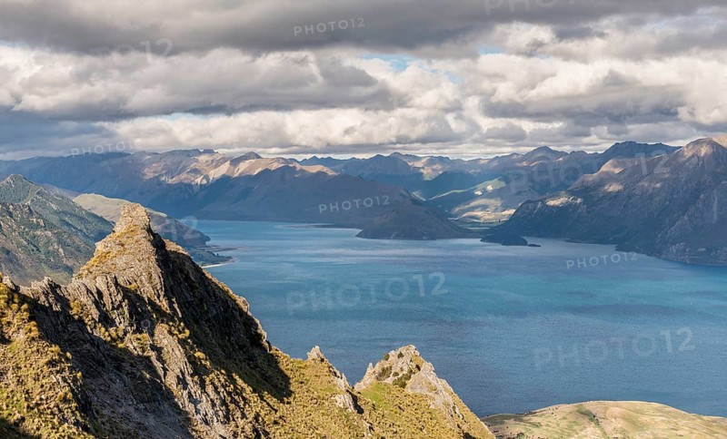 Lake Hawea and mountain panorama