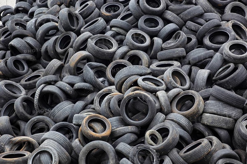 Old car tires for recycling