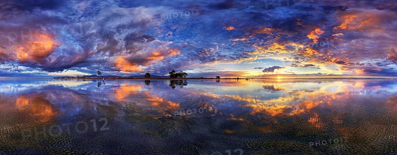 360 x 170 panorama with glorious sunset at Carters Beach