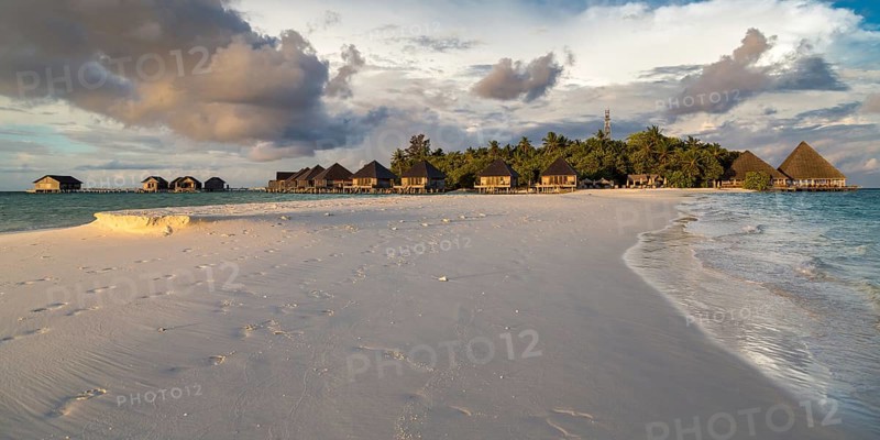 White sand bank in lagoon