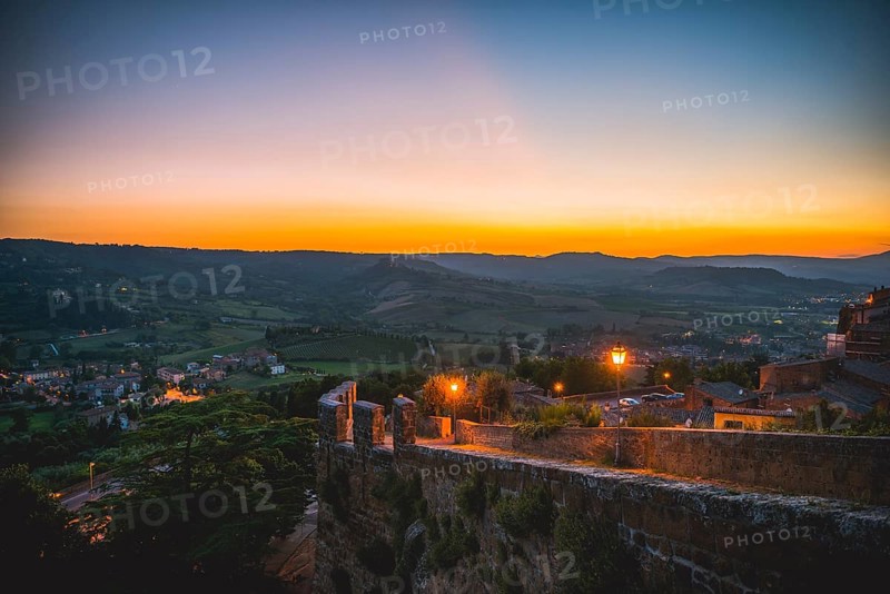 City walls of the old town at sunset