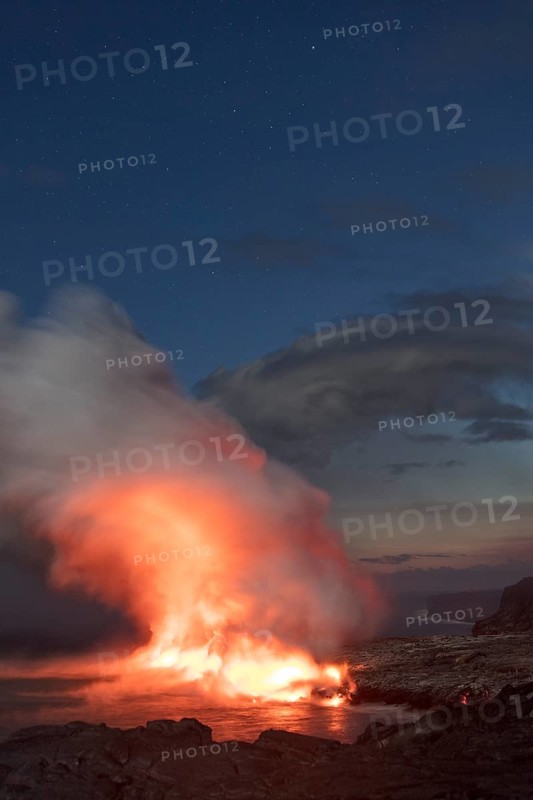 Lava entering ocean
