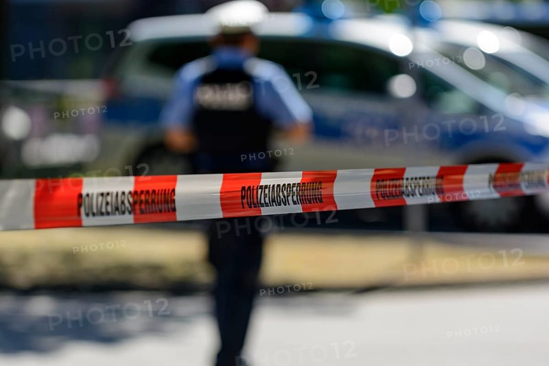 Police cordon with barrier tape