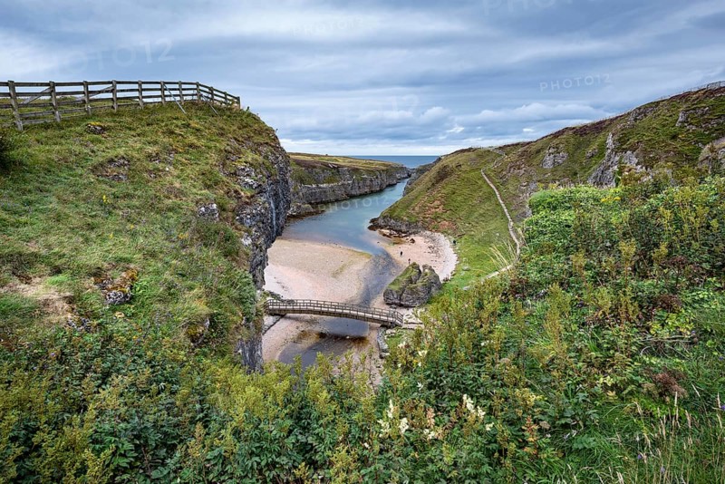 View from the viewpoint above Smoo Cave into the 800m long fjord Geodha Smoo