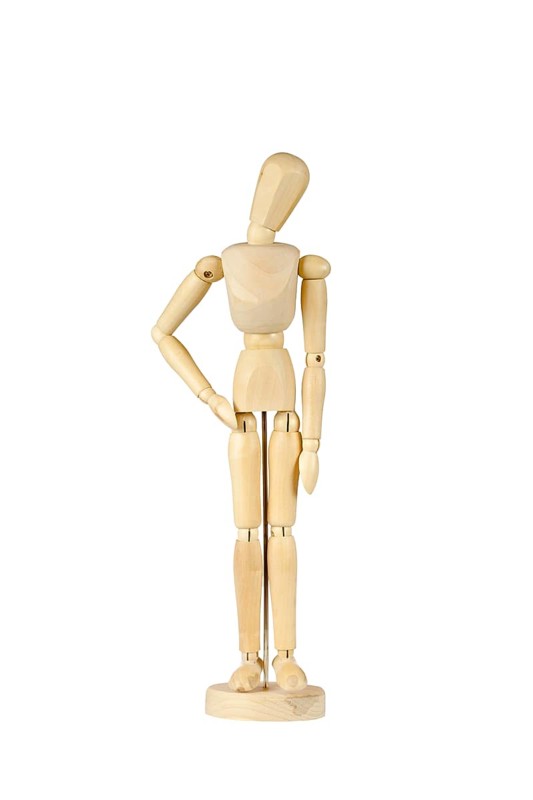 Wooden stickman puzzled