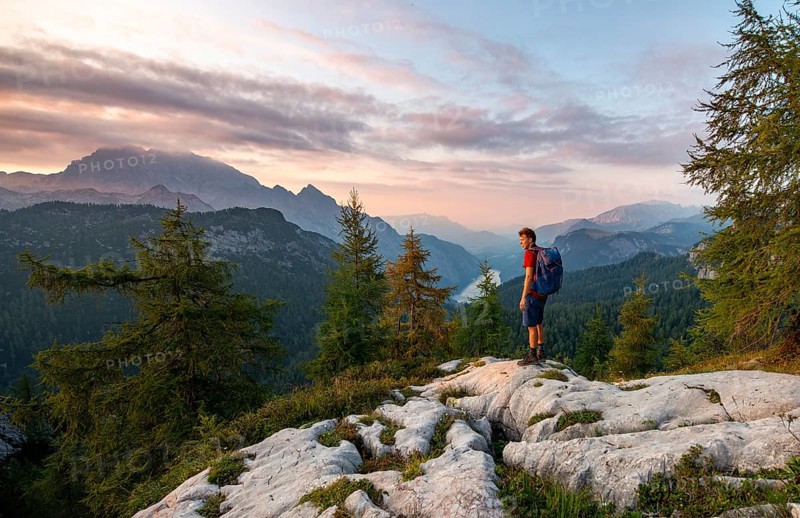 Hiker at the summit of Feldkogel