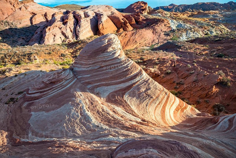 Fire Wave Rock in the evening light